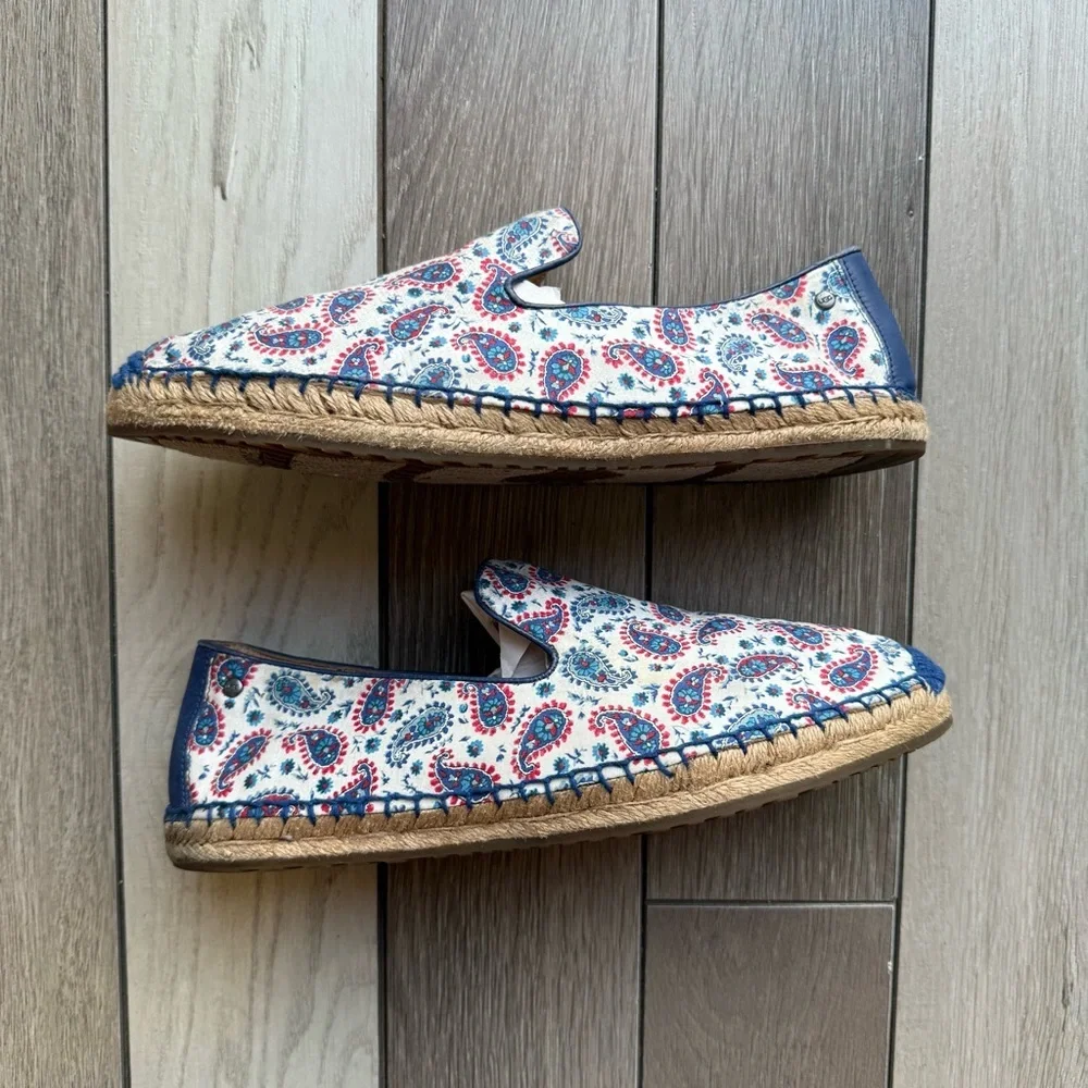UGG Blue Espadrille Slip-Ons with Floral Print